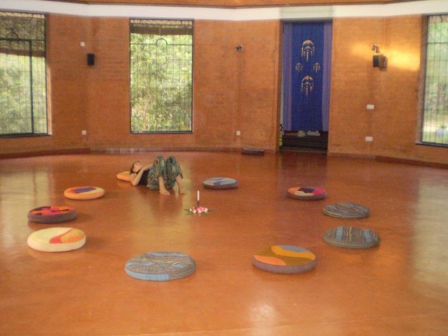 A session of meditation and dance therapy at Verite, Auroville